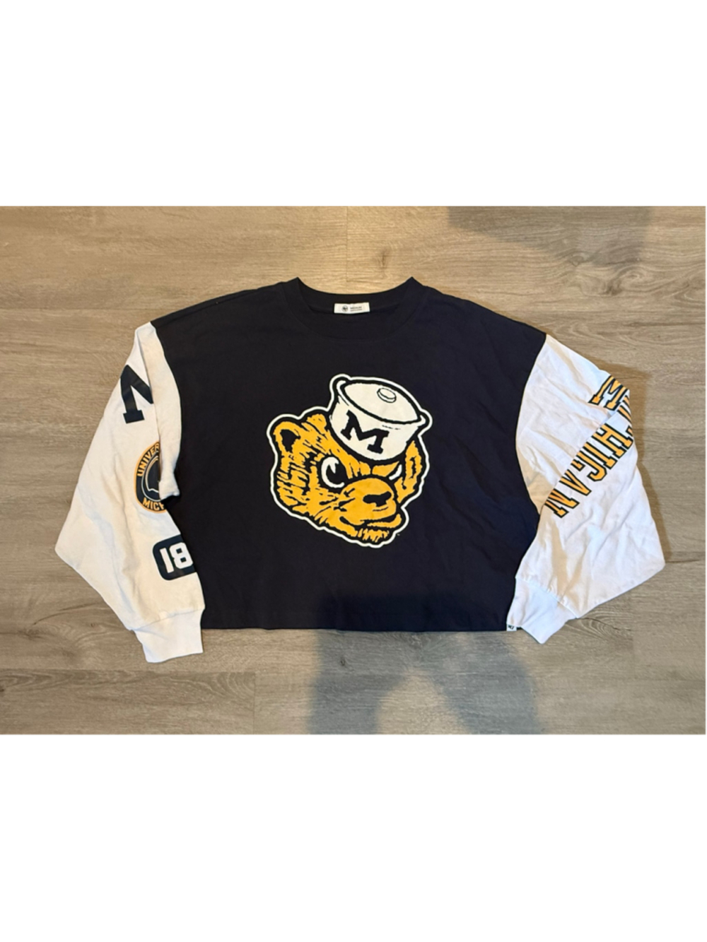 Women's 47 Brand Michigan Wolverines Sweatshirt Navy White Size M
